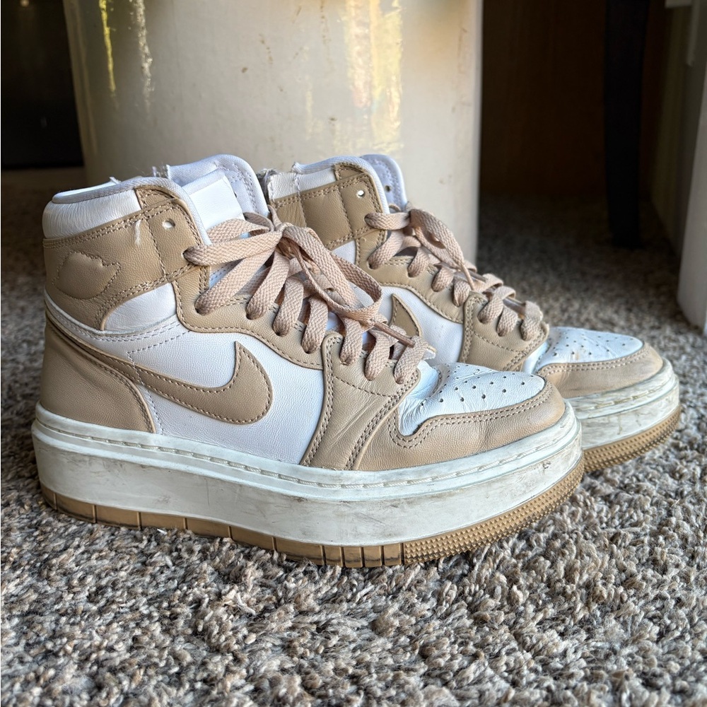 Jordan Elevate Women's Tan and White High-Top Sneakers
